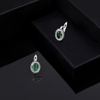 Women's Rhodium Plated CZ Flower Stud Earrings