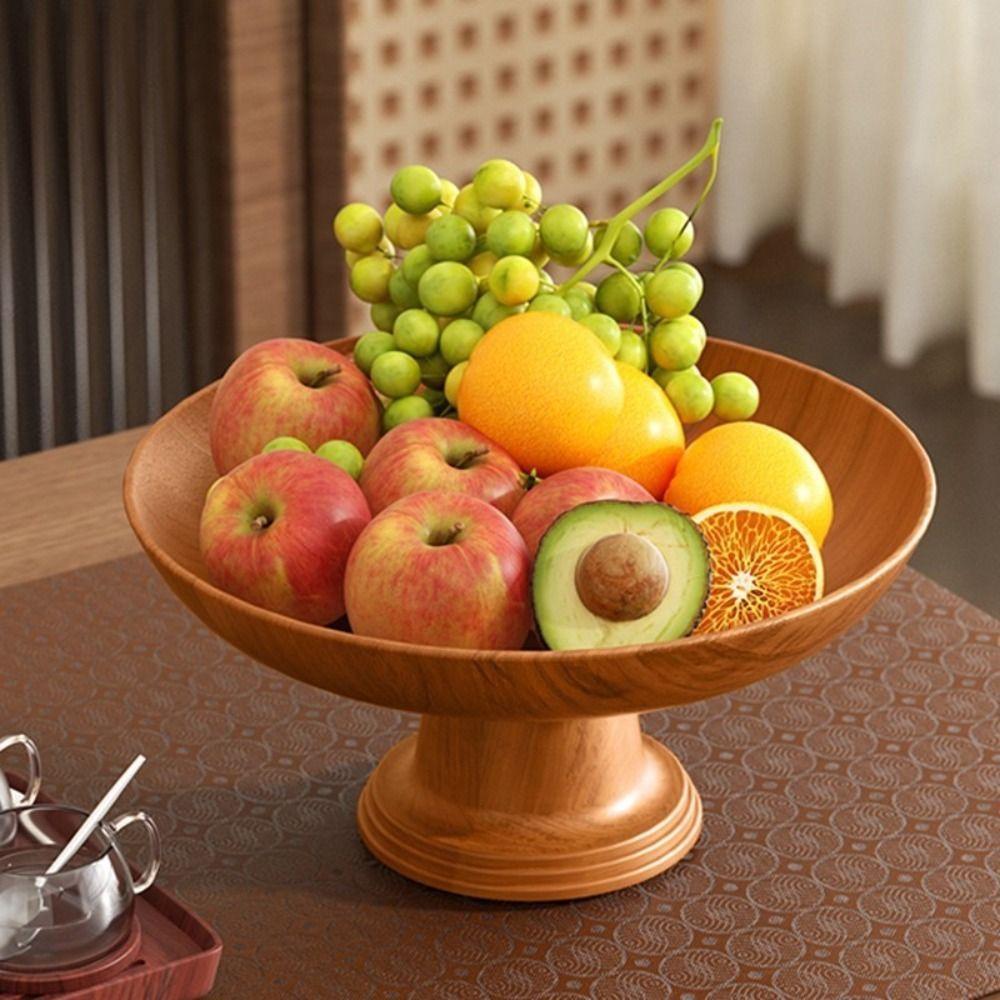 Nordic Wood Grain Candy Snack Tray High-foot Dried Fruit Plate  Household Desktop Storage