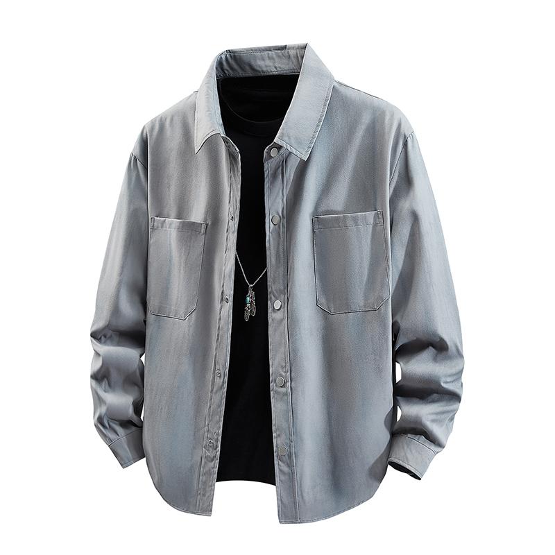 New Jacket Autumn and Winter Trendy Brand Corduroy College Trend Jacket Top Work Pocket Long Sleeve Shirt Men