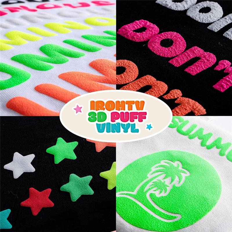 M-Modern-Puff Vinyl Heat Transfer, 3D Puff HTV Vinyl Heat Transfer,Puffy Vinyl Iron On For T Shirts,For Heat Press,10Inchx10ft