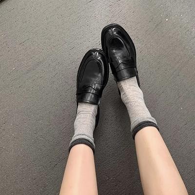 Grape Mother Studiolee Horse Skin Lazy One Pedal Versatile Retro British Style Versatile Loafer Leather Shoes Women