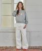 Ronron Ribbon Pattern Wide Denim Pants White