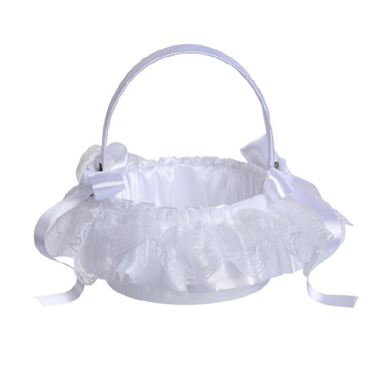 Portable Wedding Decoration Basket Feature Reinforced Handle And Delicate Lace Accent Bridal Bouquets Holders
