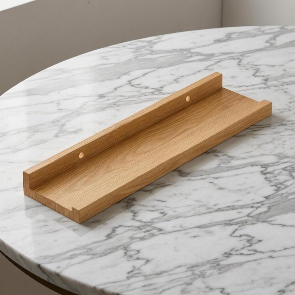 Wall Shelf with Retaining Rails SpaceSaving Rectangular Raised Edges Versatile for
