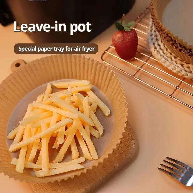 50pcs/set Air Fryer Disposable Paper Parchment Wood Pulp Steamer Cheesecake Air Fryer Accessories Baking Paper For Air Fryer
