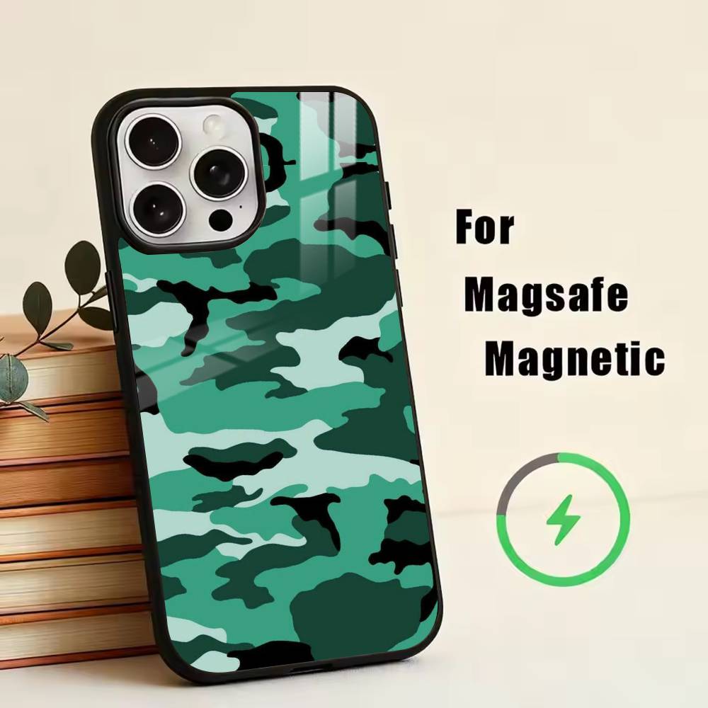Fashion C-Camouflage Phone Case For iPhone17,16,15,14,13,12,11 Plus,Pro Magnetic For Magsafe Wireless Charging