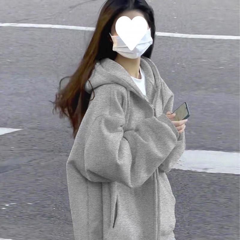 2023 Women's Oversized Hooded Cardigan Sweatshirt: Spring/Autumn & Winter-Ready Plush Velvet