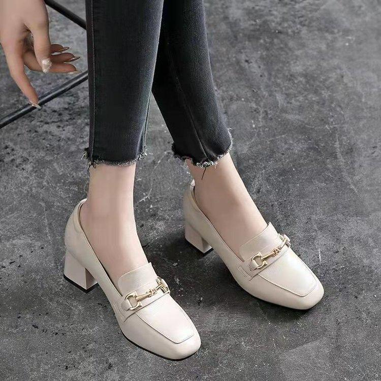New Xiaoxiangfeng Soft Leather Single Shoes Autumn Thick Heels High Heels Leather Shoes