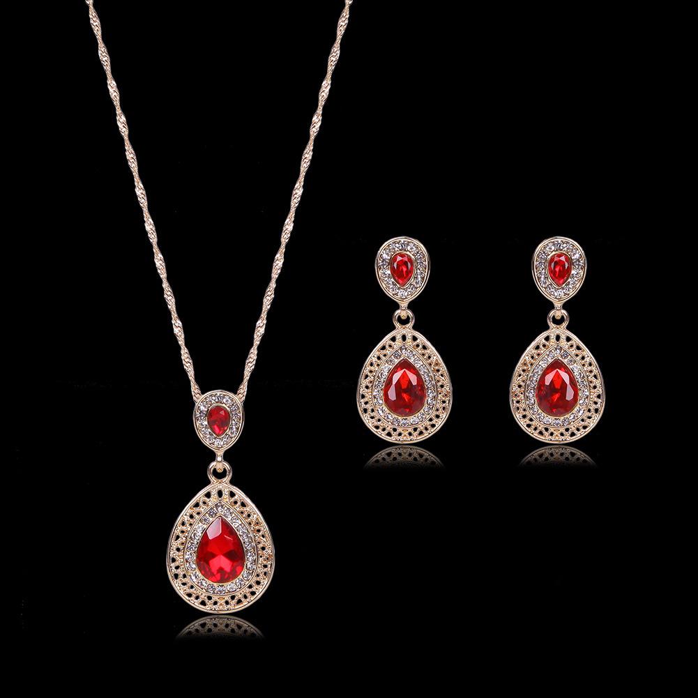 Kristall Tropfen Halskette und Ohrring Set - Brautschmuck für Frauen
