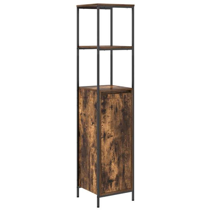 VidaXL Meuble de salle de bain avec étagères chêne fumé 36x35x165 cm, armoire de rangement de salle de bain, armoire de 861909