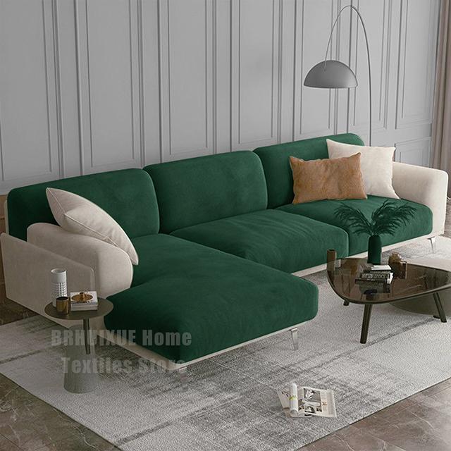 Velvet Sofa Seat Cushion Cover Stretch Plush Thicken Sofa Cover For Living Room L Shape Luxury Corner Furniture Sofa Slipcovers