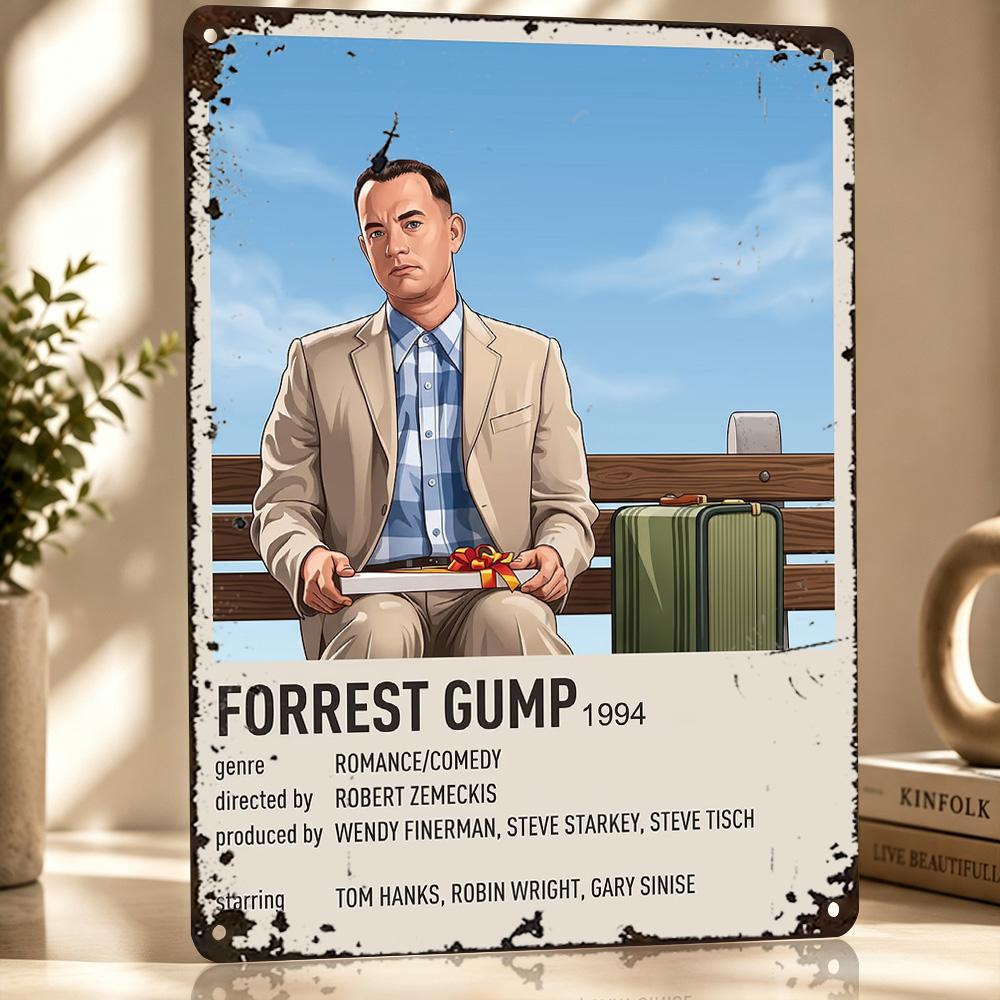 Forrest Gump Minimalistisches Kunstposter Retro D Gedruckte Metallschilder Benutzerdefinierte Wanddekoration Geschenk für Dekor Raum Schlafzimmer Sachen Zuhause