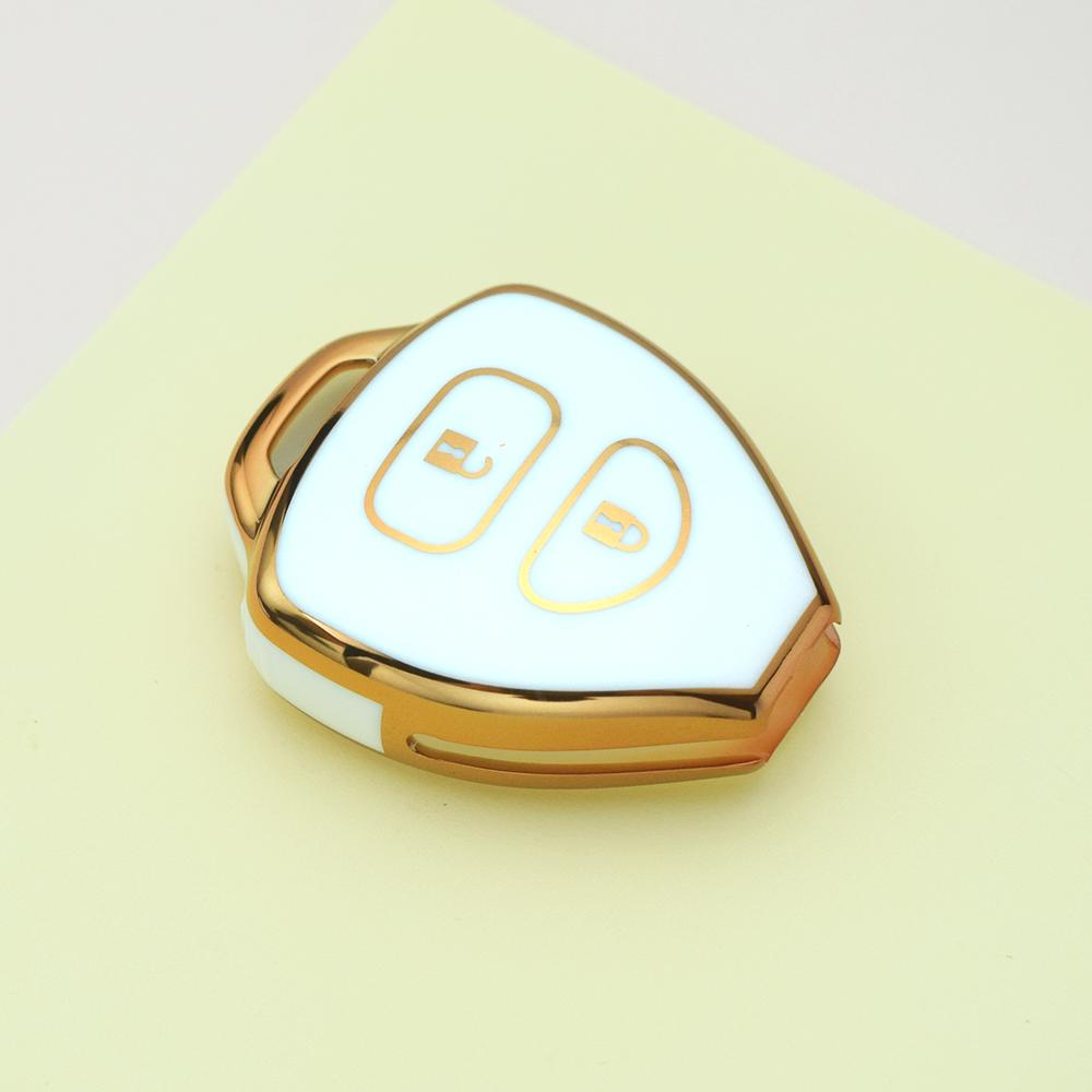

Shell Gold Edge TPU For Toyota Corolla Camry Reiz RAV4 Crown Avalon Venza Matrix Yaris 4Runner Blank Car Key Case Cover Keychain