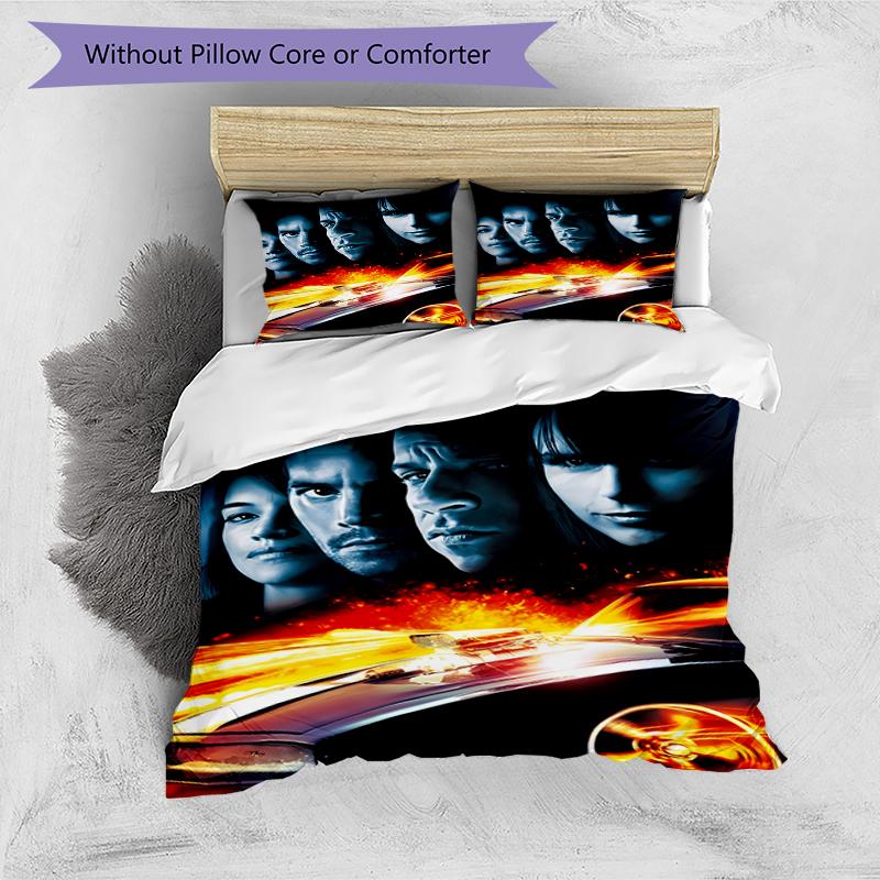 3pcs Fast and Furious Pattern Bedding Set Duvet Cover Set Includes Duvet Cover &pillowcases, Perfect All Season Bedroom Decoration & Gift