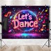 Vibrant Disco Dance Party Backdrop with Music Notes for Photo Booth
