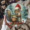 Vintage Christmas Squirrel 8x8 Inch Embossed Metal Tin Sign Wall Art Home Decor