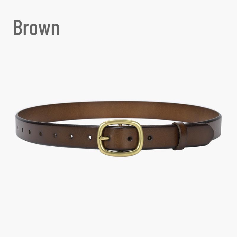 Women's Vintage Genuine Leather D-Ring Buckle Belt