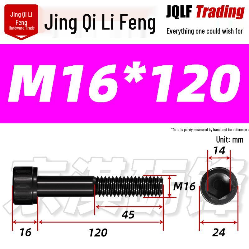 Hex Socket Head Cap Screw, Half Thread, M12-M18, High-Strength, Blackened Cylindrical Head, Knurled Bolt