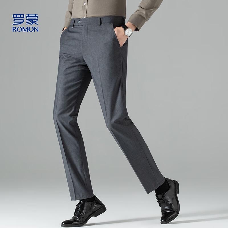 Luomeng Men's Business Casual Straight-Leg Trousers