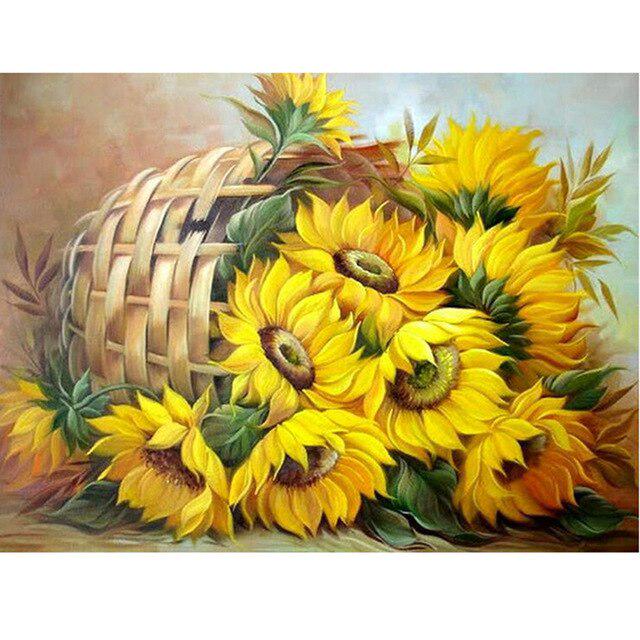 Full Round Drill 5D DIY Diamond Painting Flower Diamond Embroidery Sunflower Cross Stitch Round Mosaic Rhinestone Crafts Gift