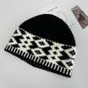 Unisex Retro Argyle Knit Beanie - Warm, Color Block Wool Hat for Big Head Sizes, Perfect for Fall and Winter