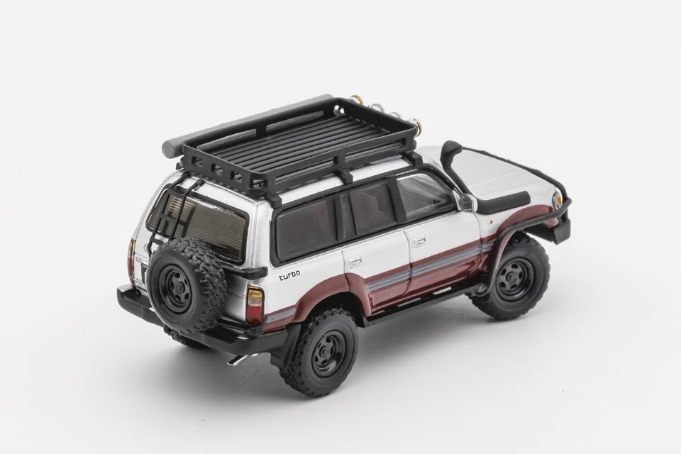 Gaincorp Products Toyota Land Cruiser LC80 Retrofit Version LHD Red Finished Model 1/64 - - Silver/Maroon