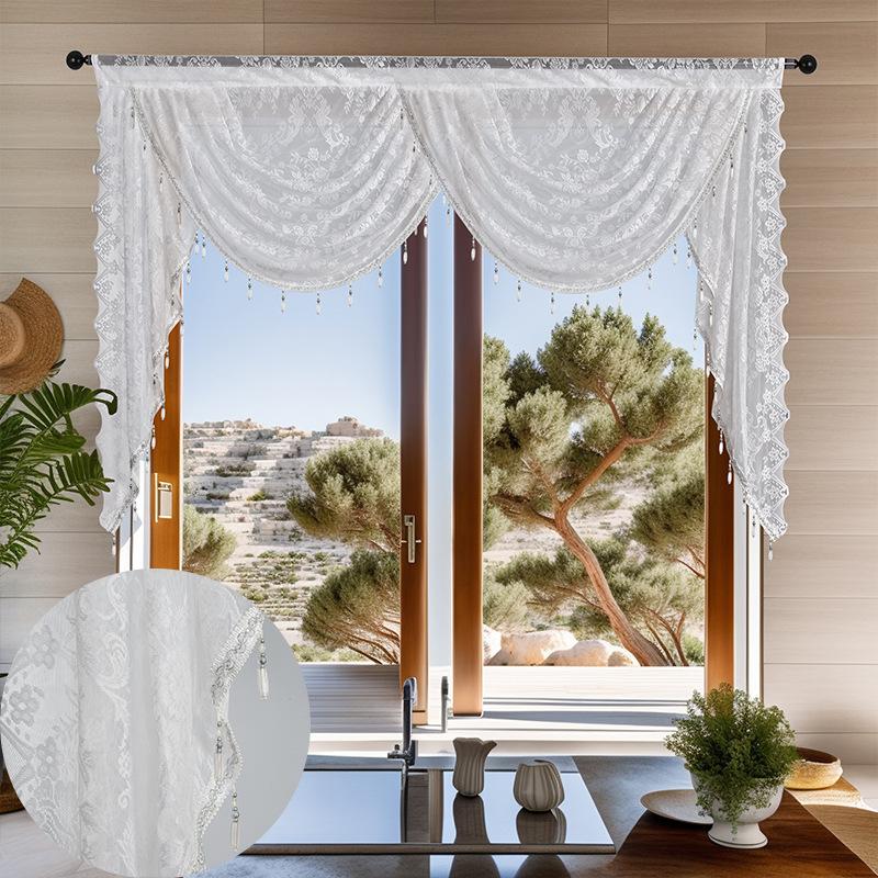 European Style Tassel Lace Window Valance Short Curtain Head Living Room Bedroom Dining Valance Pelmet Windows Swag Curtain