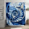 Blue Geometric Spiral Waterproof Shower Curtain - Modern Art Design for Bathroom Decor, Perfect for a Stylish and Unique Look