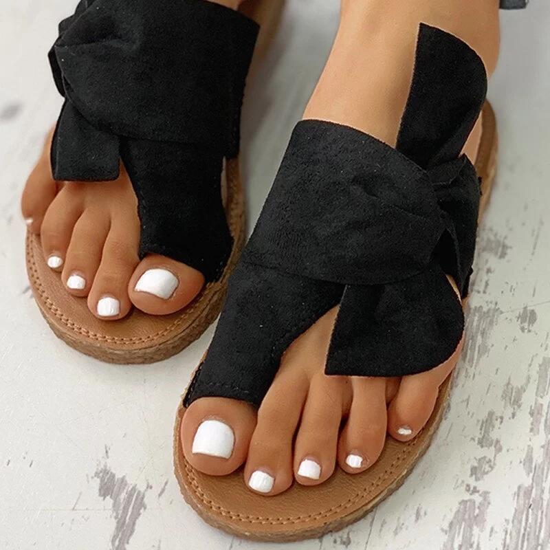 Plus Size Korean Style Non-Slip Flat Bow Beach Slippers for Women - New Summer Arrival