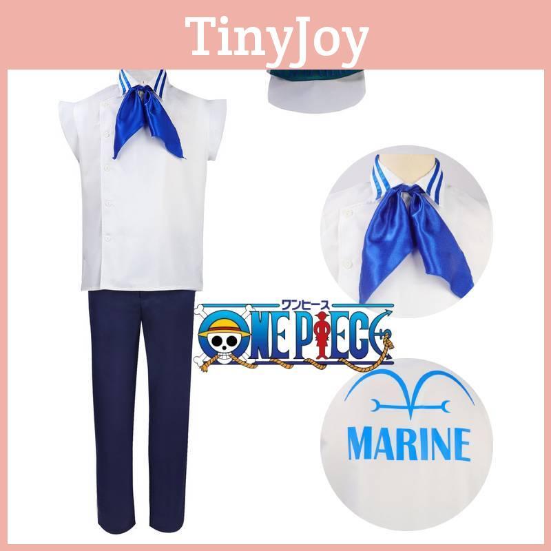 One Piece Marine Soldat Uniform Cosplay Kostüm Weißes Polyestermaterial
