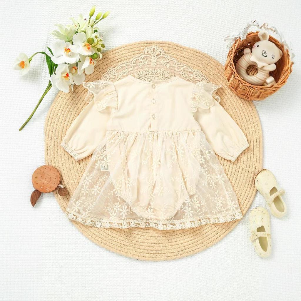 Tuta in pizzo con balze a manica lunga per bambina - Primavera/Estate 2025