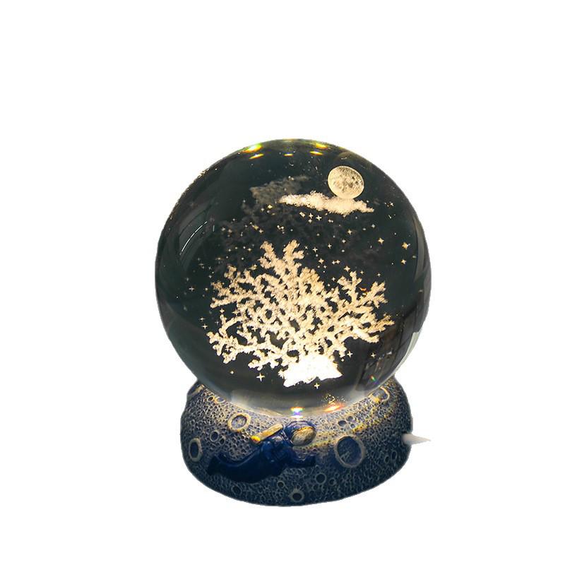 Starry Sky 3D Jellyfish Crystal Ball Night Light - Luminous Desktop Ornament and Student Gift