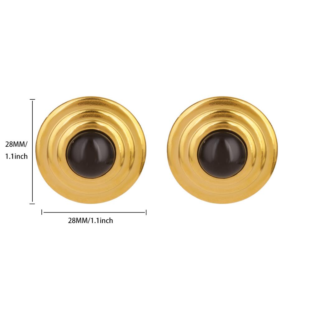 Vintage Round Stone Star Star Earrings For Women Gold Color Stainless Steel Earrings Luxury Jewelry National Tribe Gift