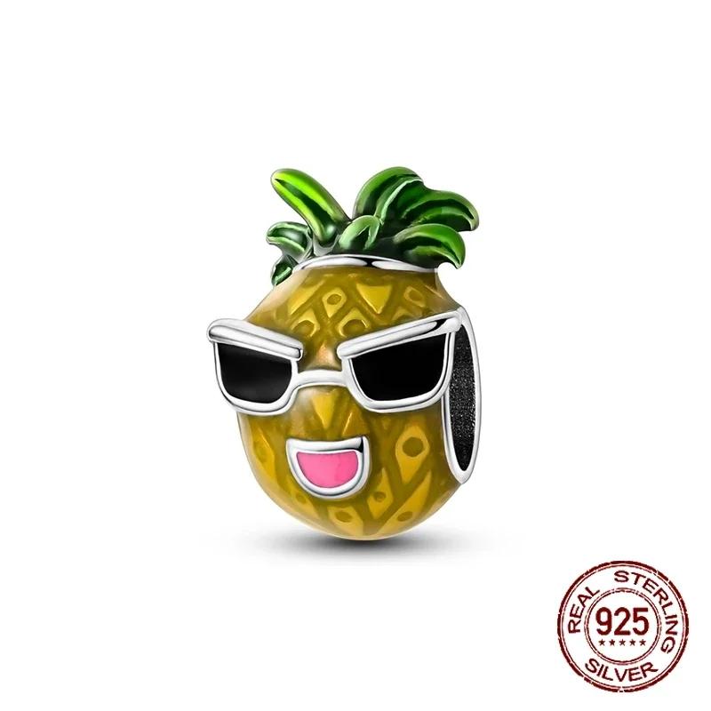 Copper Fruit Series Charms Lucky Clover Cherry Pitaya Lemon Pendants Fit Original Bracelet Jewelry Diy Marking Gift