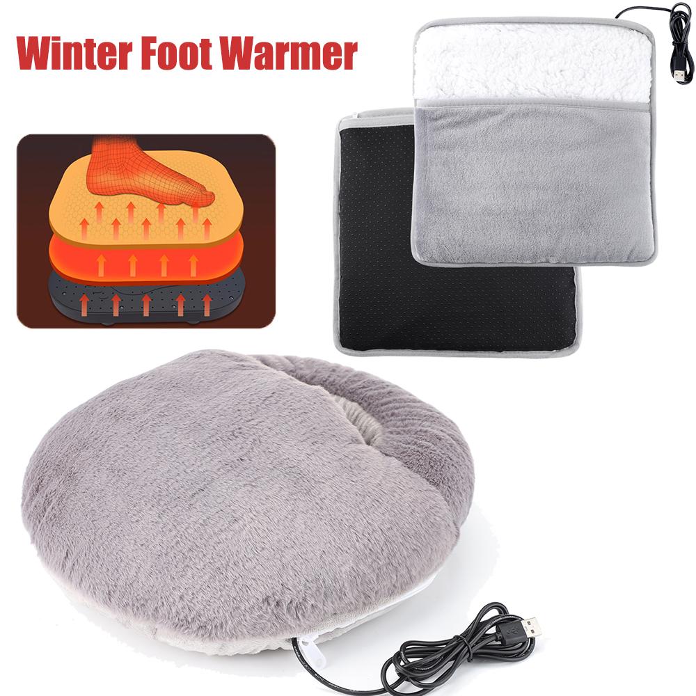 2 Types USB Foot Warmer Soft Foot Warming Bag Heating Pad For Home Office Sofa Bed Winter Heater Feet Warmers Heated Mat