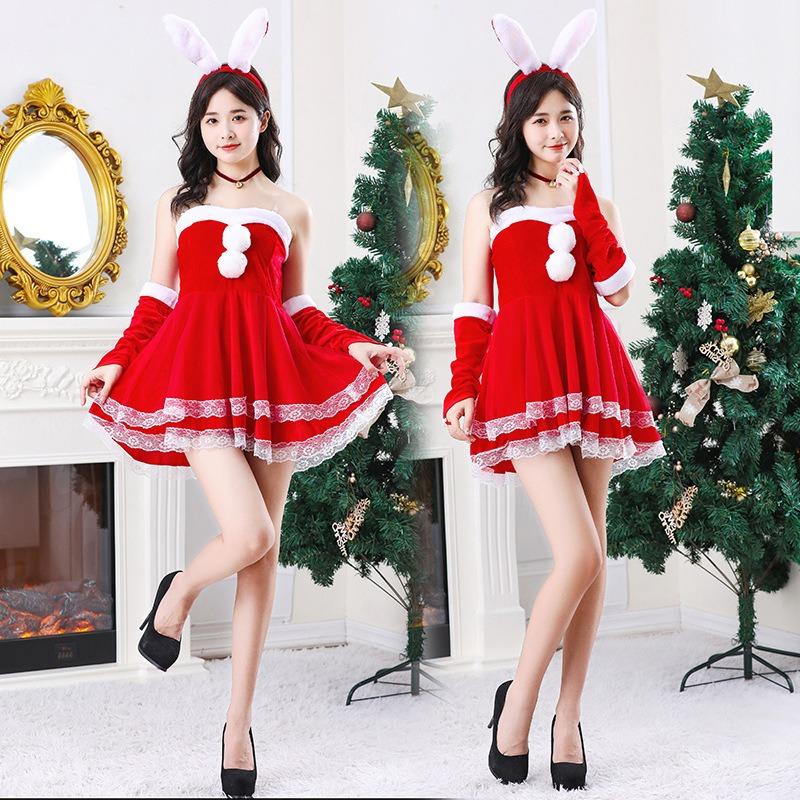 New Christmas Dress Female Adult Sexy Christmas Performance Costume Santa Claus Red Dress Performance Costume