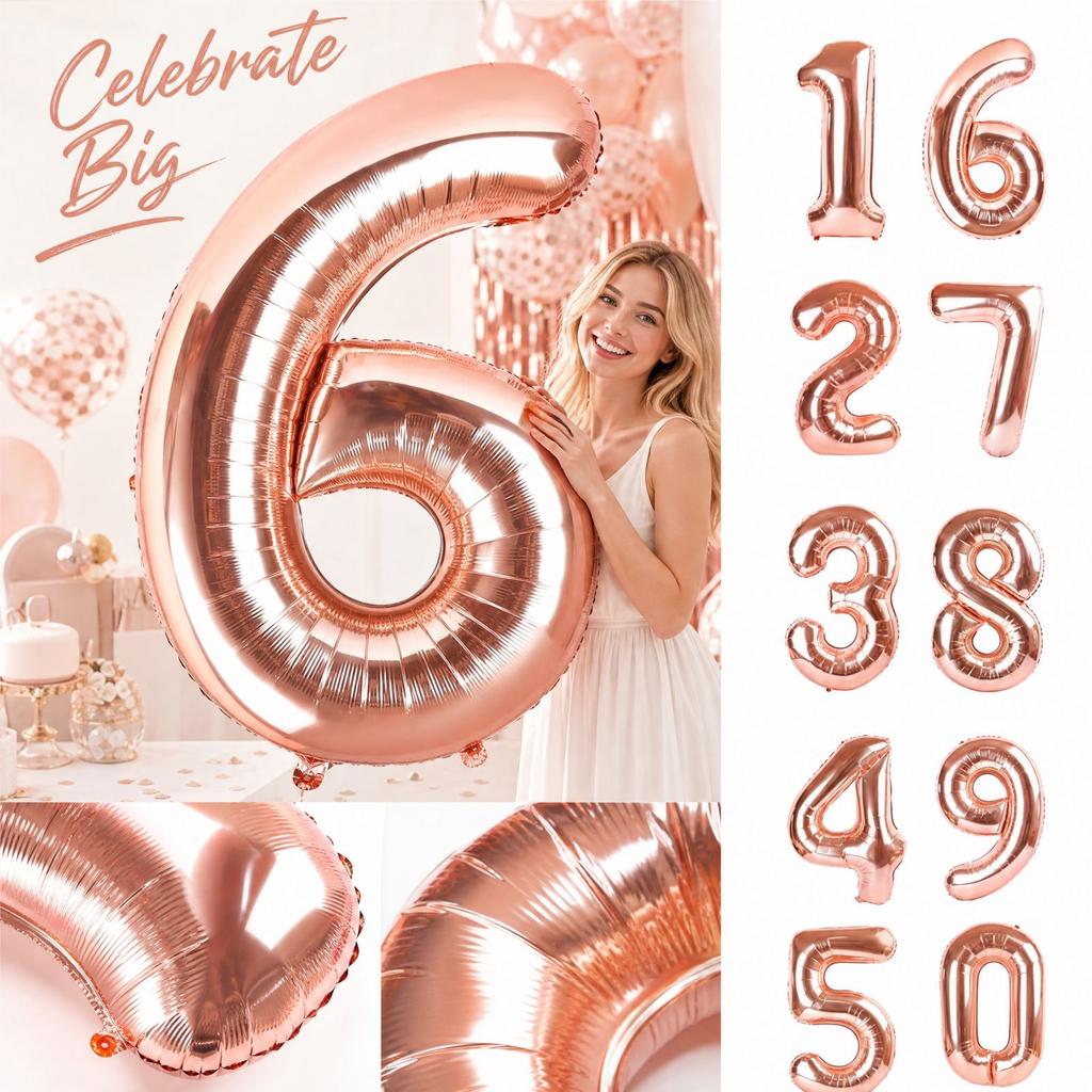40 Inch Rose Gold Number Foil for Birthday Party Decoration