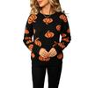 Women's Halloween Pumpkin Long Sleeve Pullover Sweater for Fall
