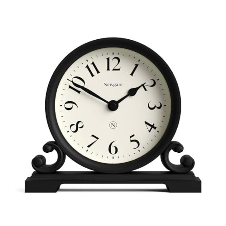 

Divisadero Mantel Clock with Traditional Double Scroll Design in Black for Desk Table Top Shelf or Bedside Classic Style чорний