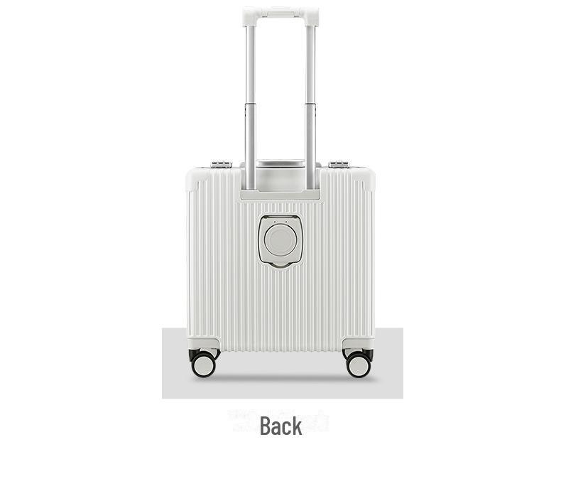 18-Inch Multifunctional Front-Opening Aluminum Frame Suitcase with Charging Capability for Women