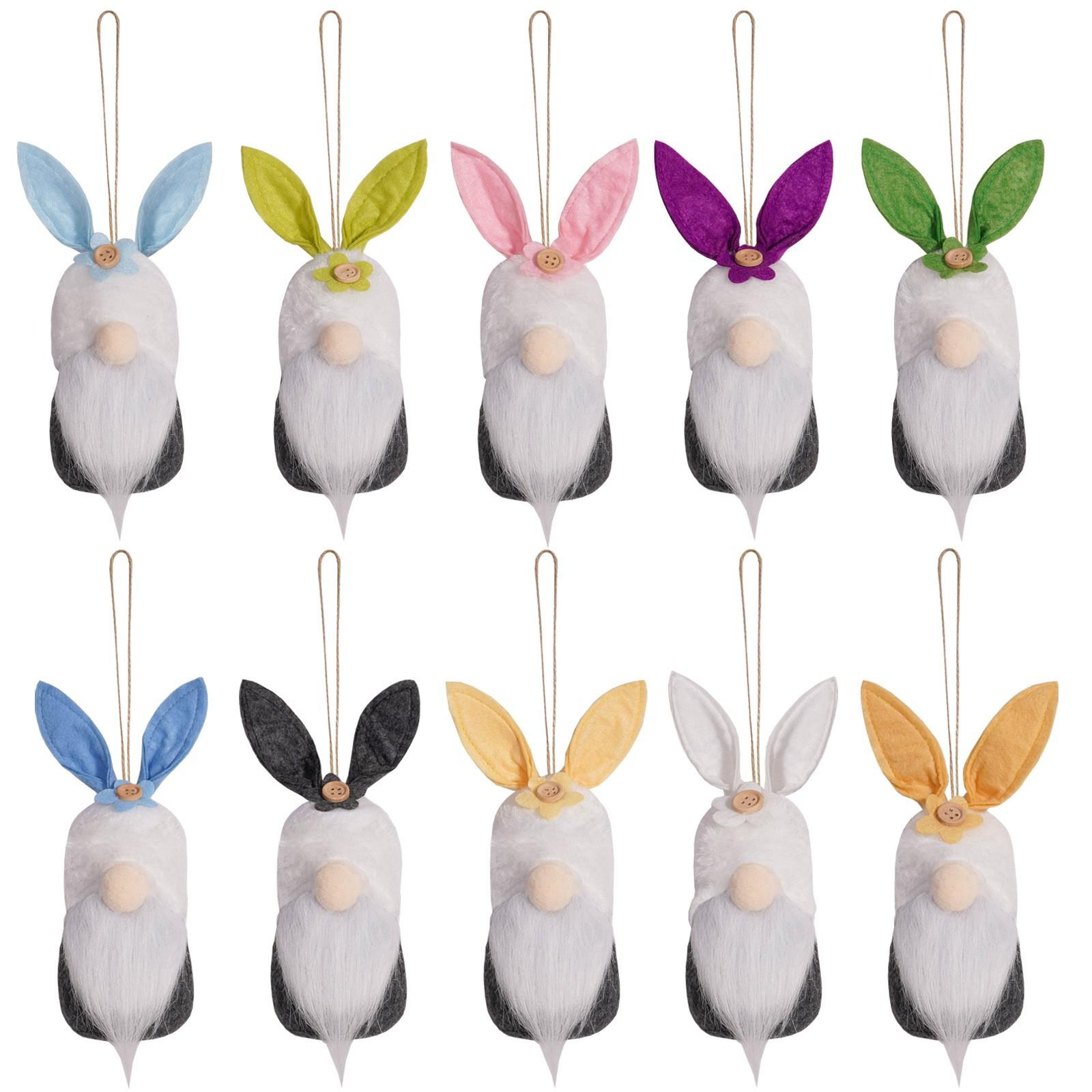

10 Pieces Of 3D Easter Bunny Plush Toys With Various Wool Pendants For Faceless Elderly People And Dwarves, DIY Easter Party Decoration One Size
