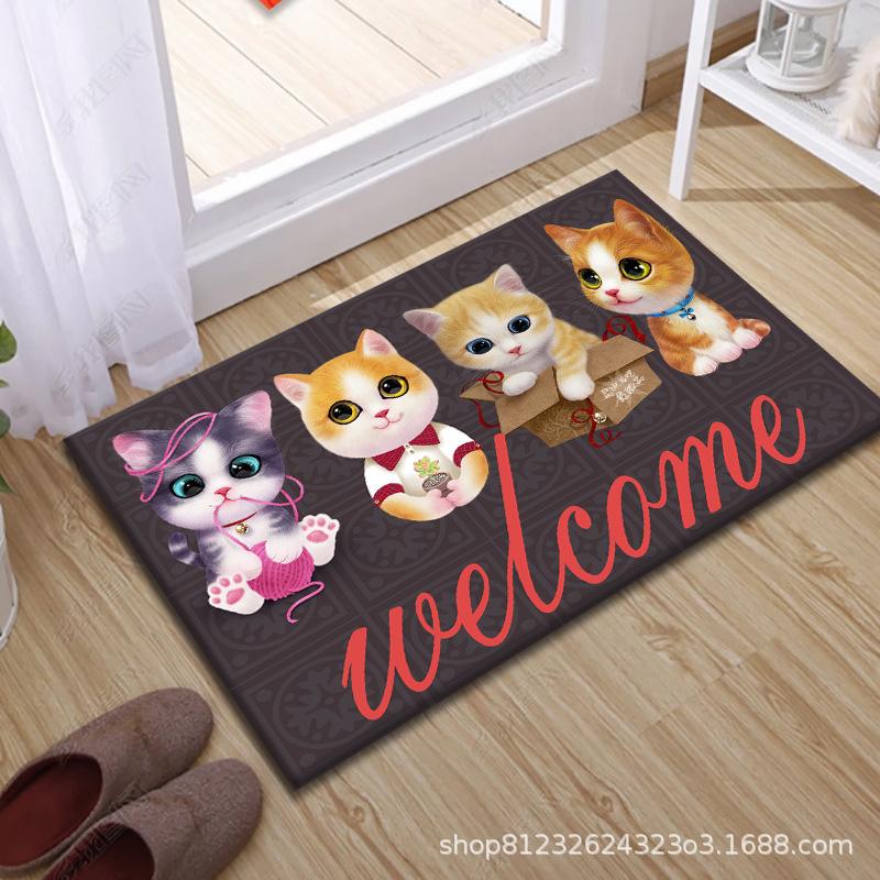 New Flannel Floor Mat Cat Digital Printed Carpet Kitchen Water Absorption And Dirt Resistant Rug Home Decoration