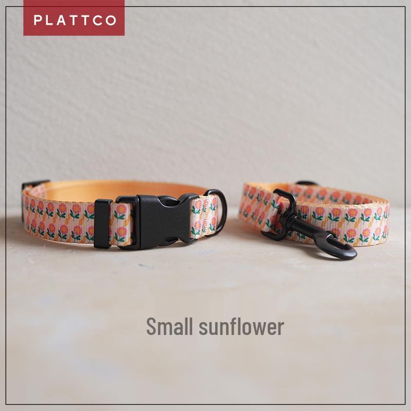PLATTCO Nylon Print Dog Leash & Collar Set, Small Sun Design PDC302 Medium