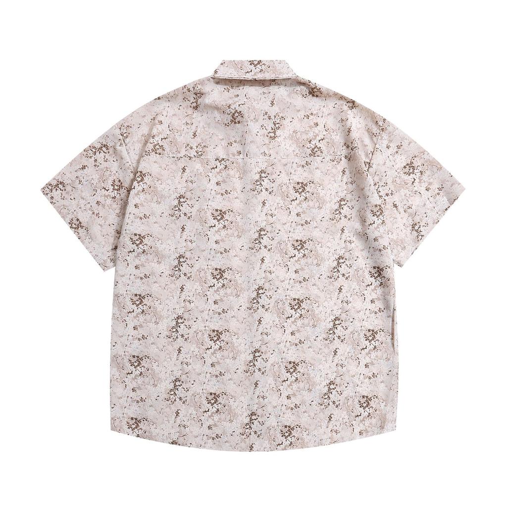 Floral Short Sleeved Shirt for Men, European and American Trend, Digital Printing, Casual Loose Fitting Japanese Style Lapel Shirt, Thin Cardigan