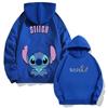 American Cartoon Disney Stitch Fun Print Boys Girls Hoodie Children's Fall and Winter Outdoor Fashion Warm Hooded Sweatshirt