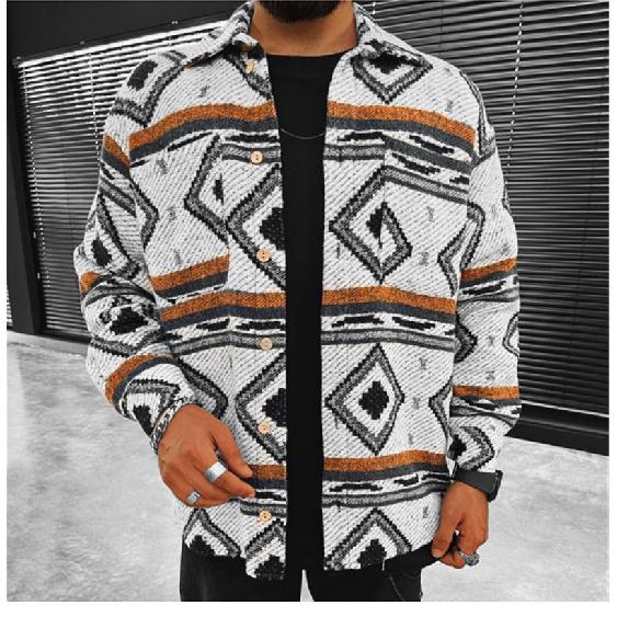 

Осень Зима Новая Толстая Рубашка Длинный Рукав Клетчатая Цветной Блок Короткая Куртка Мужская Отложной Воротник Повседневный Топ XXXL