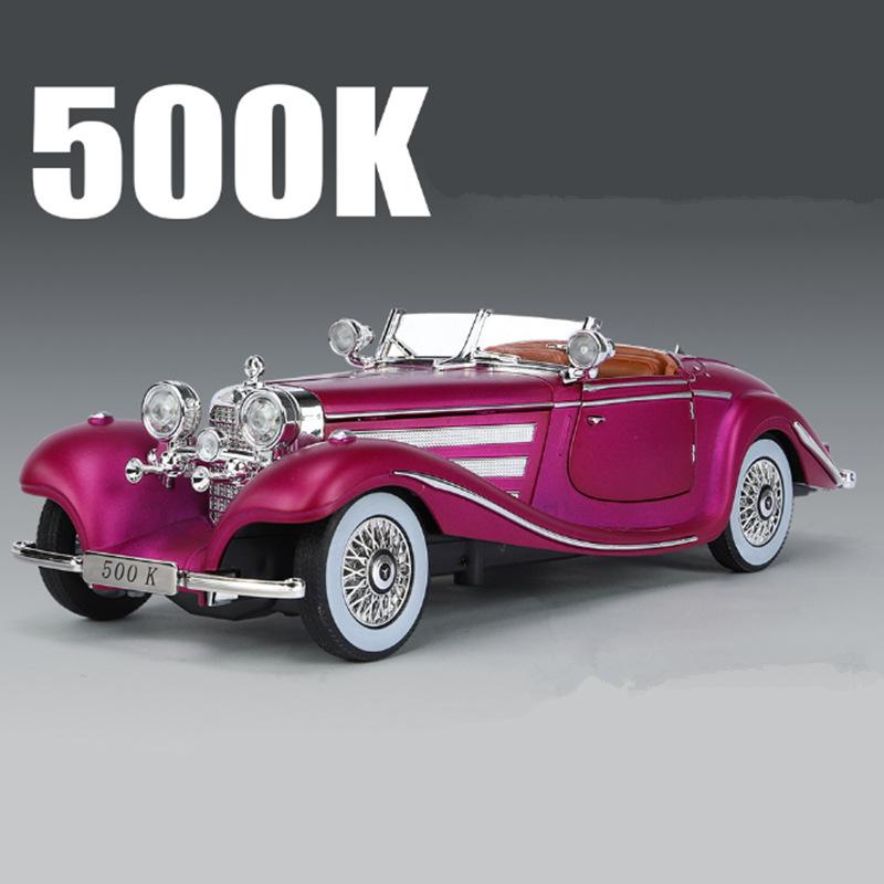 

1/24 Benzs 500K легкосплавна модель автомобіля, лита під тиском металева класична модель автомобіля, моделювання звуку та світла, колекція дитячих іграшок у подарунок фіолетовий