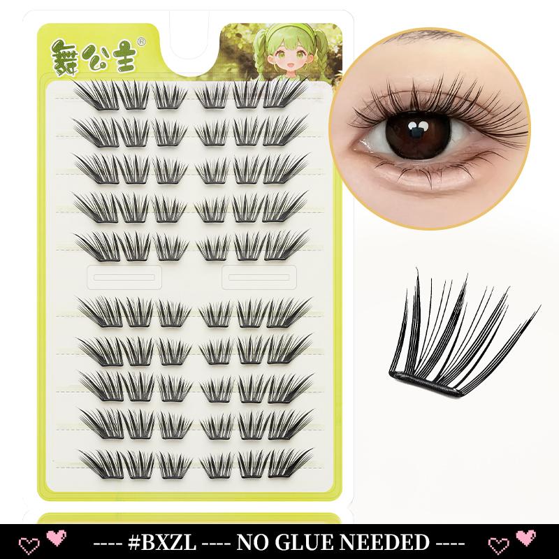 10 Rows Cluster Cat Eye No Glue Lashes Reusable Self Adhesive Glue Free Eyelash Natural Lash Manga Anime Lashes Cluster