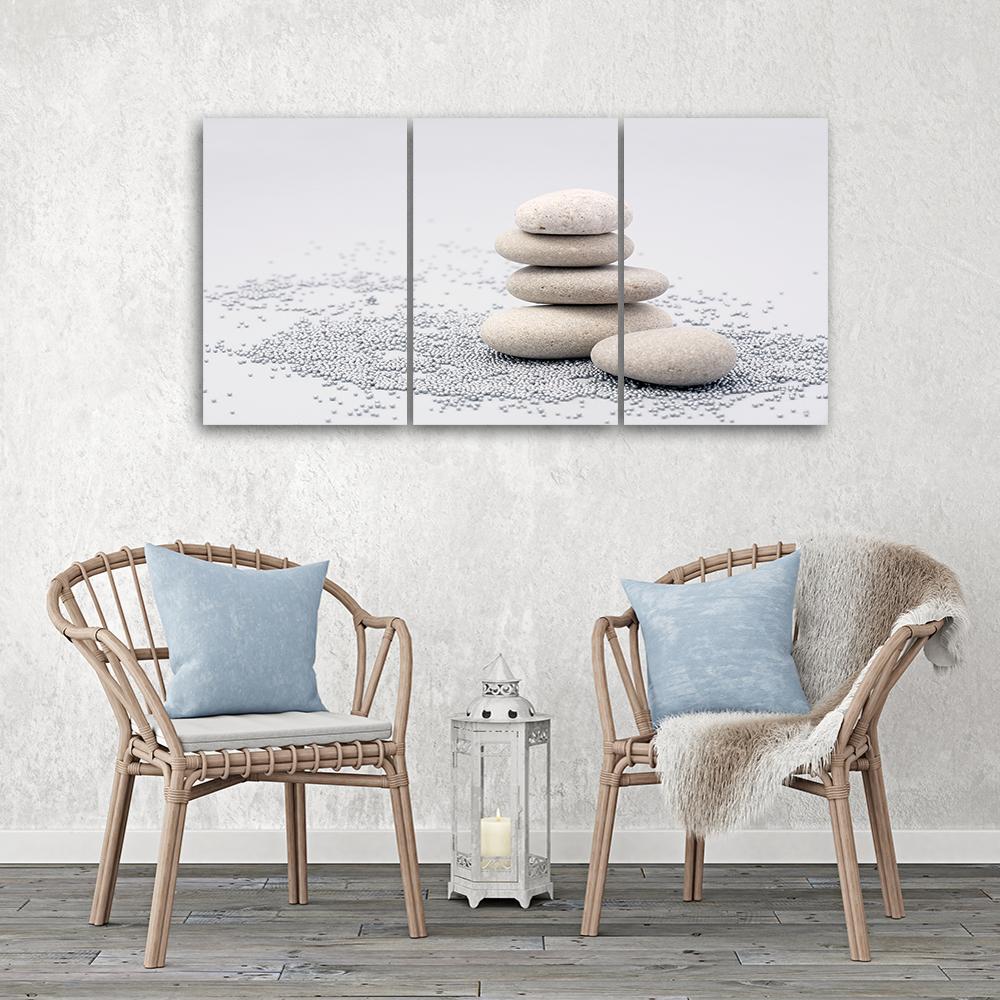 Třídílný obraz na plátně Béžové Zen Stones