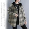 Chesterfield Long Sleeve Hooded Check Pattern Trench Lapel Loose Cold Weather Perfect for and Winter [CCGGOWMM] Women's Coat, Coat, Outerwear, Coat,